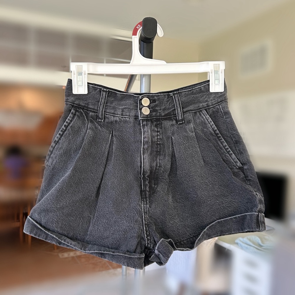 black denim shorts